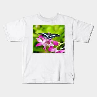 African Blue Banded Swallowtail Butterfly Kids T-Shirt